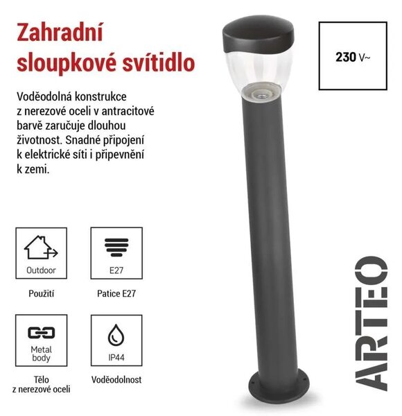 EMOS LED zahradní sloupkové svítidlo, 12 x 12 x 80 cm, 1 x E27, 15 W 1554002001