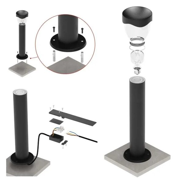 EMOS LED zahradní sloupkové svítidlo, 12 x 12 x 80 cm, 1 x E27, 15 W 1554002001