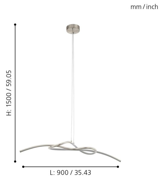 Eglo 97938 - LED Lustr na lanku NOVAFELTRIA LED/16W/230V