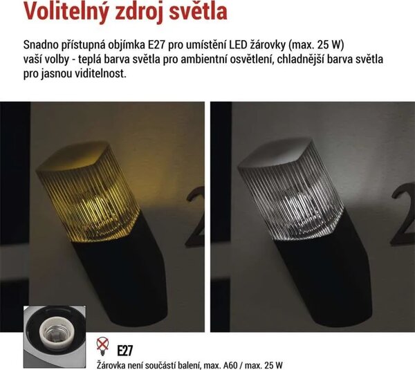 EMOS LED zahradní nástěnné svítidlo, 10,6 x 8,8 x 28,6 cm, 1 x E27, 25 W 1554000014