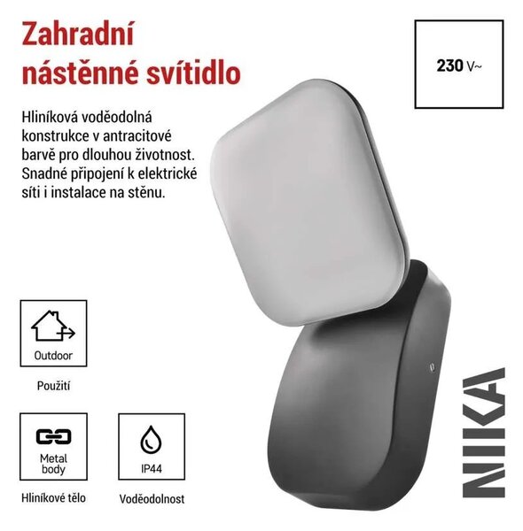 EMOS LED zahradní nástěnné svítidlo, 12 x 12 x 20 cm, 12,5 W, teplá bílá 1554112000