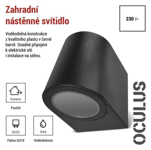 EMOS LED zahradní nástěnné svítidlo, 8,8 x 6,7 x 8 cm, 1 x GU10, 35 W 1554020000