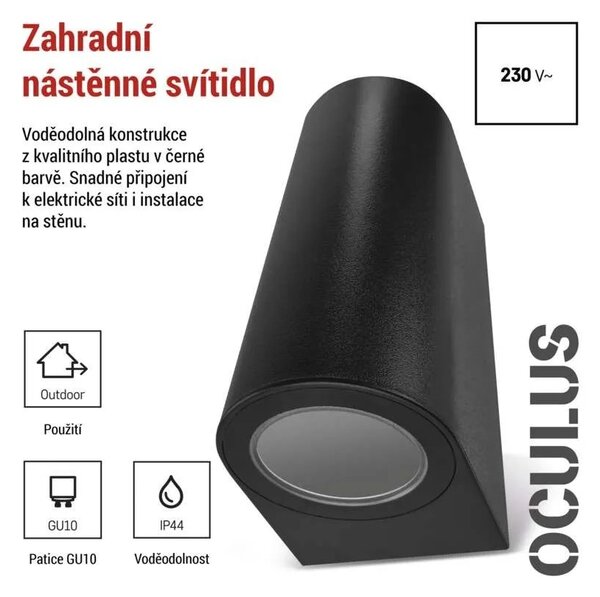 EMOS LED zahradní nástěnné svítidlo, 8,8 x 6,7 x 15,3 cm, 2 x GU10, 35 W 1554020001