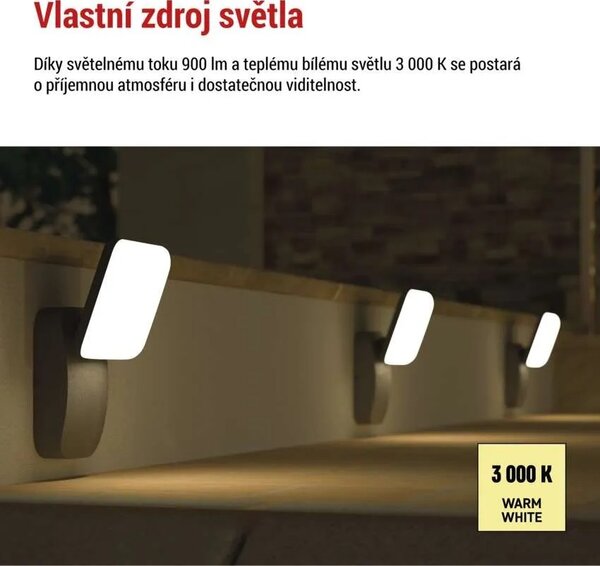 EMOS LED zahradní nástěnné svítidlo, 12 x 12 x 20 cm, 12,5 W, teplá bílá 1554112000