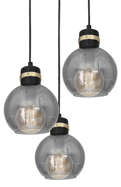 Závěsné svítidlo Omega, 3x grafitové skleněné stínítko, b/g, o