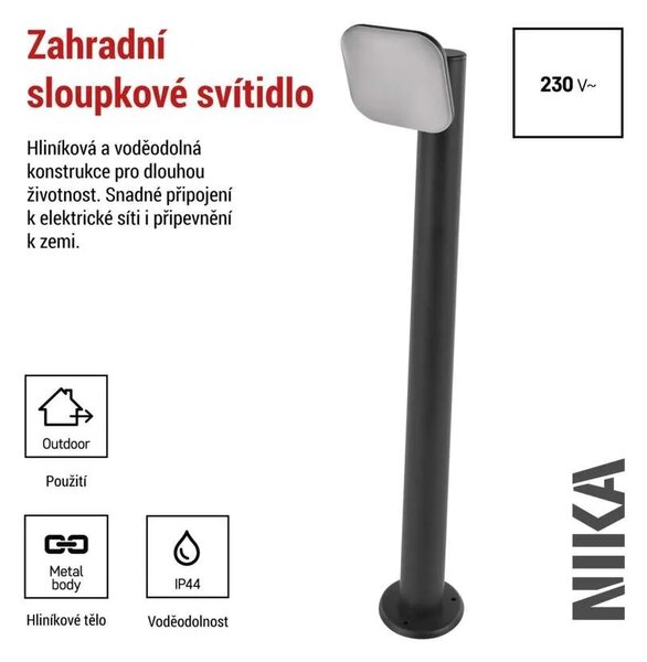 EMOS LED zahradní sloupkové svítidlo, 12 x 12 x 80 cm, 12,5 W, teplá bílá 1554112201