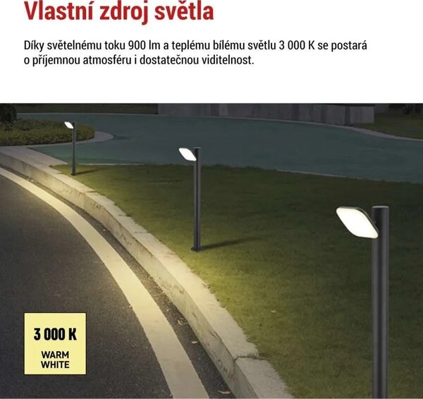EMOS LED zahradní sloupkové svítidlo, 12 x 12 x 80 cm, 12,5 W, teplá bílá 1554112201