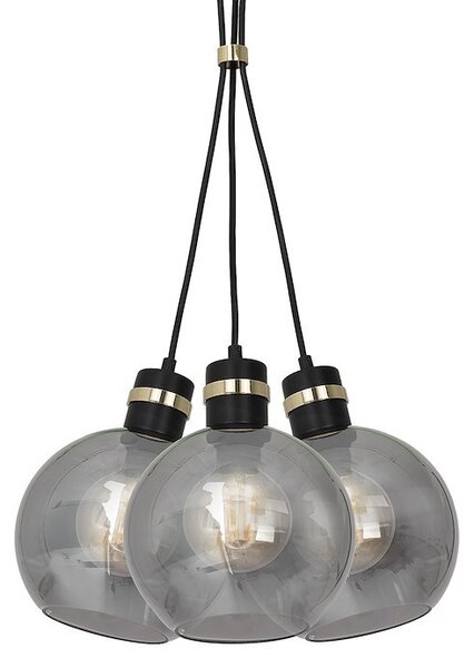 Závěsné svítidlo Omega1, 3x garfitové skleněné stínítko, b/g