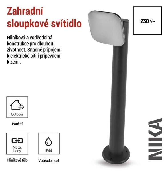 EMOS LED zahradní sloupkové svítidlo, 12 x 12 x 50 cm, 12,5 W, teplá bílá 1554112200