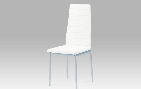 Jídelní židle TYSON, koženka bílá / šedý lak