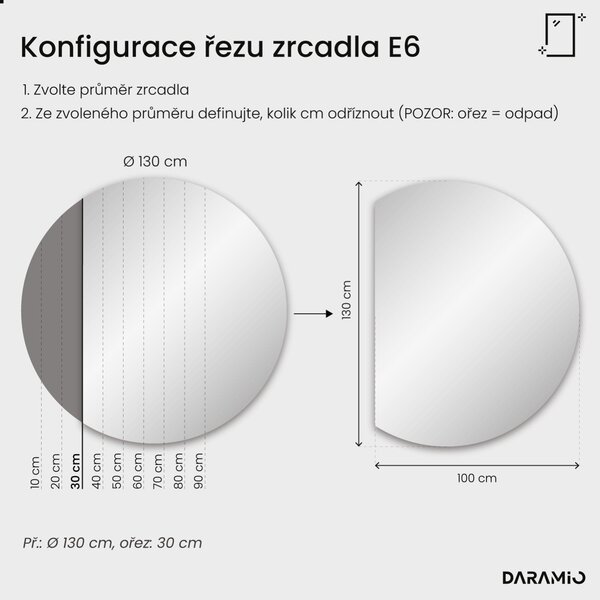 Kulaté zrcadlo do koupelny s LED osvětlením E6