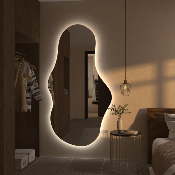 Atypické zrcadlo do koupelny s LED osvětlením G1