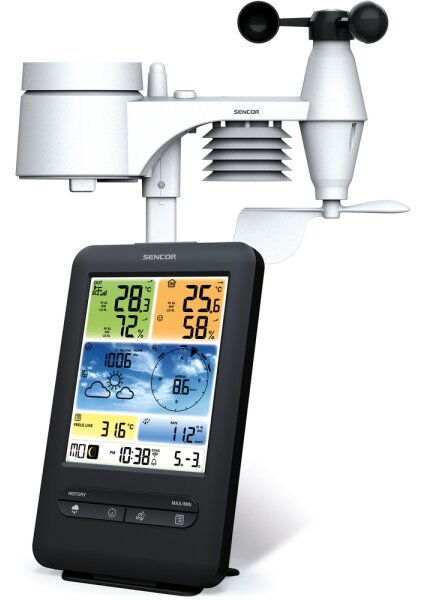 Sencor - Profesionální meteostanice s barevným LCD displejem 1xCR2032+3xAA Wi-Fi