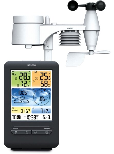 Sencor - Profesionální meteostanice s barevným LCD displejem 1xCR2032+3xAA Wi-Fi