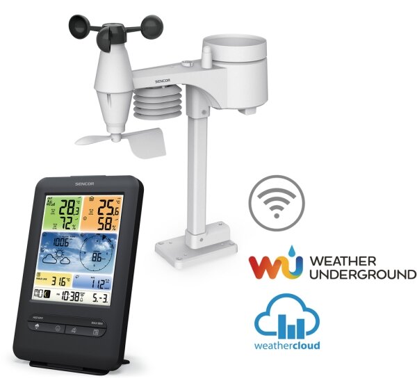 Sencor - Profesionální meteostanice s barevným LCD displejem 1xCR2032+3xAA Wi-Fi