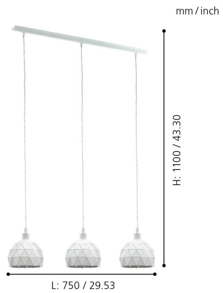 Eglo 97857 - Lustr na lanku ROCCAFORTE 3xE14/40W/230V