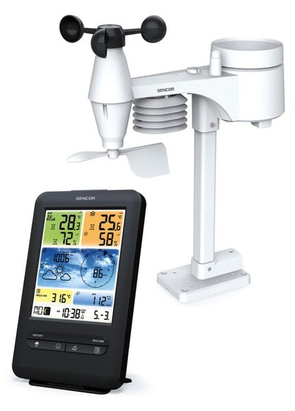 Sencor - Profesionální meteostanice s barevným LCD displejem 1xCR2032+3xAA Wi-Fi