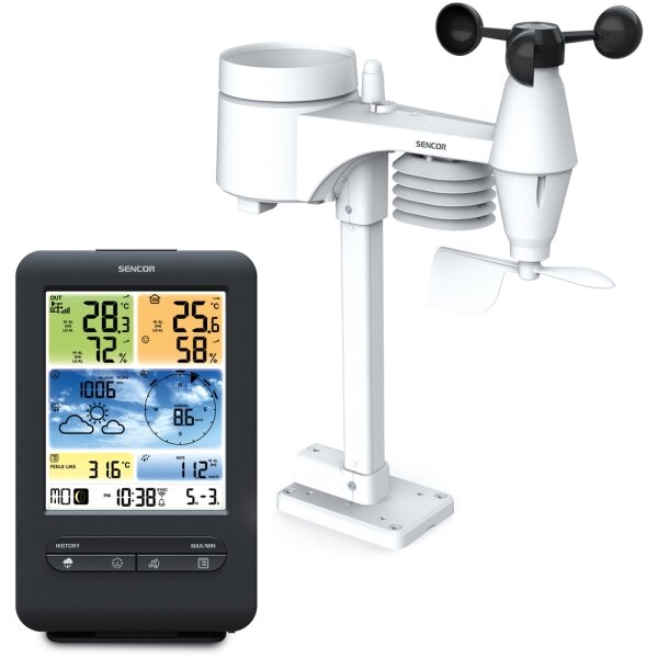 Sencor - Profesionální meteostanice s barevným LCD displejem 1xCR2032+3xAA Wi-Fi