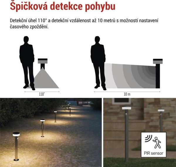EMOS LED zahradní solární sloupkové svítidlo s čidlem soumraku, TERION, 12,5 × 12,5 × 80 cm 1554202201