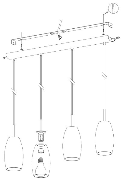 Eglo 97587 - Lustr na lanku BATISTA 3 4xE27/40W/230V