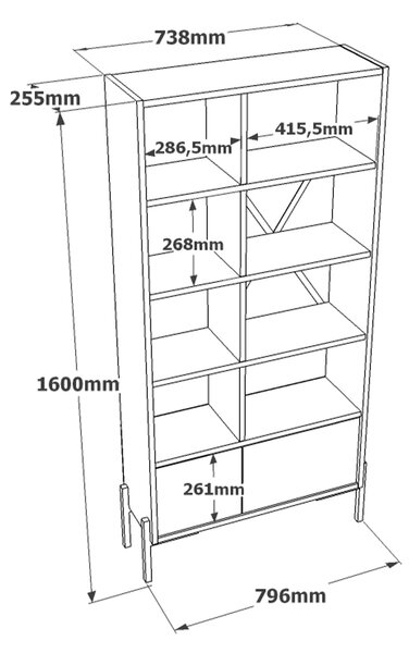 Knihovna Houseland Tara beton/kámen