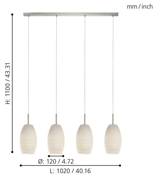 Eglo 97587 - Lustr na lanku BATISTA 3 4xE27/40W/230V