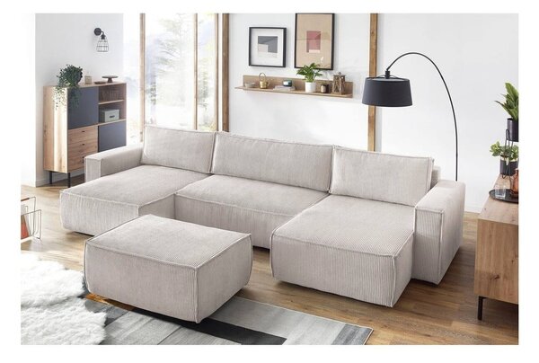 Béžový manšestrový taburet Nihad – Bobochic Paris
