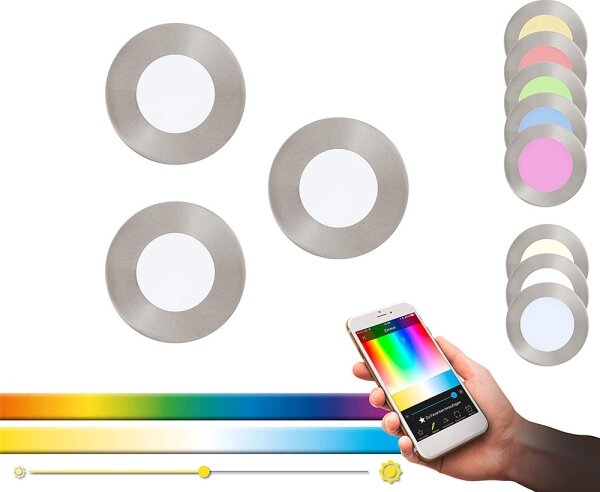 Eglo 32882-SADA 3x LED RGB Stmívatelné podhledové svítidlo FUEVA-C 1xLED/3W/230V