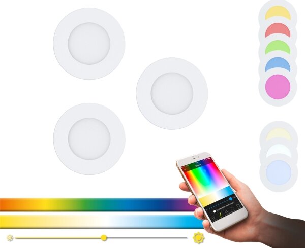 Eglo 32881-SADA 3x LED RGB Stmívatelné podhledové svítidlo FUEVA-C LED/3W/230V