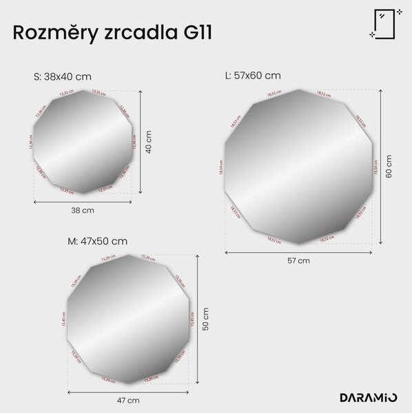 Atypické zrcadlo do koupelny s LED osvětlením G11