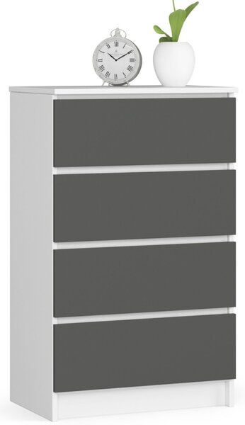 Ak furniture Komoda Kuba 60 cm - 4 šuplíky bílá/grafitová