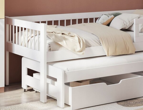 Dětská postel z masivu borovice ORION s přistýlkou a šuplíky - 200x90 cm - přírodní