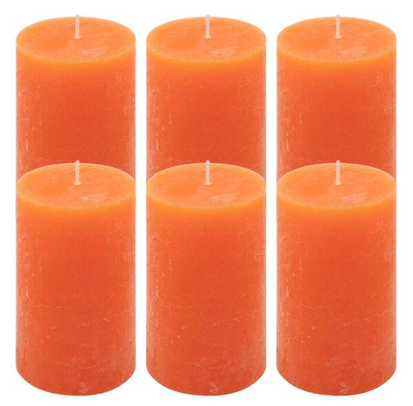 Oranžová parafínová svíčka rustikální 11,5 cm, 40 h, 6 ks