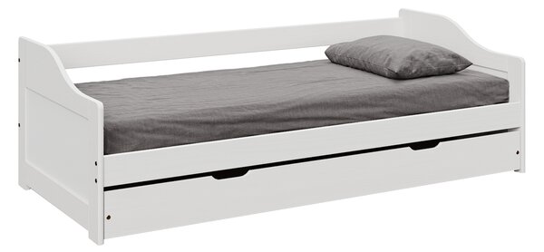 KONDELA Postel s výsuvnou přistýlkou, bílá, masiv, 90x200, LAURA NEW