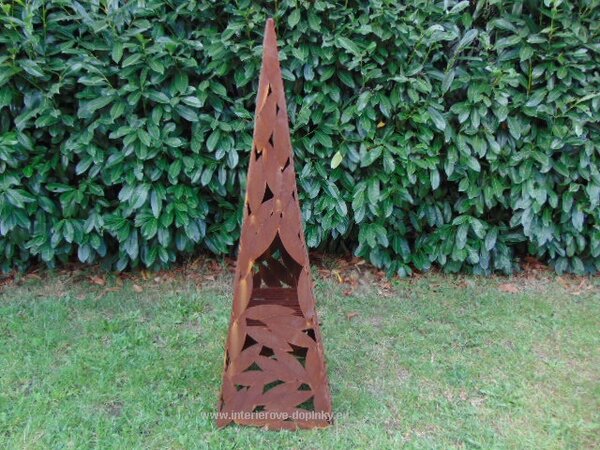 Zahradní gril na dřevo Jehlan s listy 158 cm rezavý