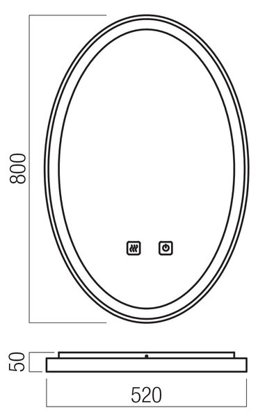 Redo Nástěnné LED zrcadlo VANITY, 36W, v. 800 mm, CCT switch 3000-6000K, IP44 Barva: Bílá