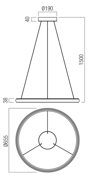 Redo Závěsné LED svítidlo VANCE, 2x35W, Ø 655 mm Barva: Černá