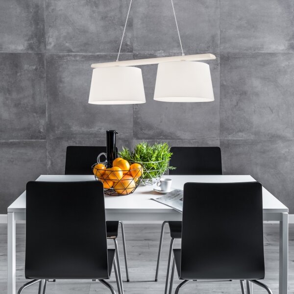Lustr na lanku AIDA 2xE27/60W/230V pr. 35 cm dub/bílá
