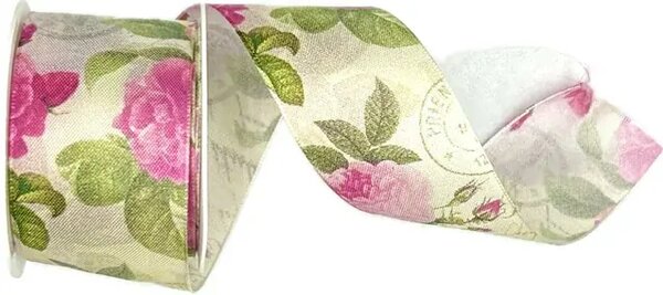 Stuha taftová TEA ROSE PINK růžová 40mm x 2m ( 13,- Kč/m)