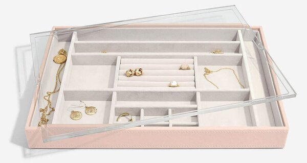 Box na šperky s průhledným víkem Stackers Blush Supersize Ring & Accessory Layer with Display Lid | růžová