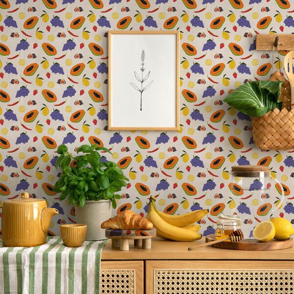 Tapety Papája, hrozny a citrony — pestrá ovocná směs, Tapety Jídlo a pití, a00803 : uwalls.cz