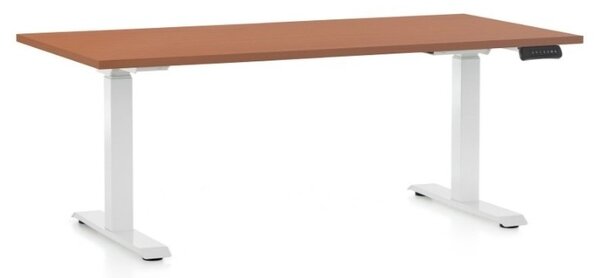 Výškově nastavitelný stůl OfficeTech C, 160 x 80 cm - bílá podnož Barva: Třešeň