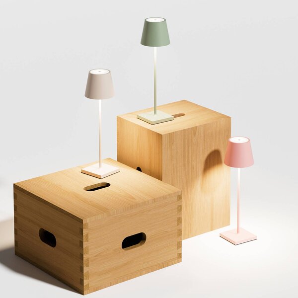 Sigor Nuindie LED dobíjecí stolní lampa, USB-C, béžová, IP54, stmívatelná, stmívatelný, Krémová / jantar, Obývací pokoj / jídelna, Hliník, Moderní