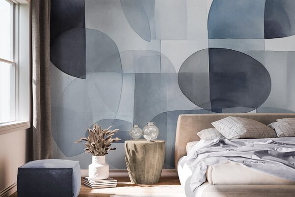 Fototapety Abstraktní texturované tvary v odstínech šedé a modré, tlumené tóny, minimalistická, Fototapety abstraktní, w09467v1 : uwalls.cz