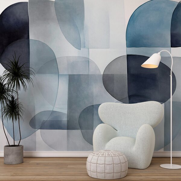 Fototapety Abstraktní texturované tvary v odstínech šedé a modré, tlumené tóny, minimalistická, Fototapety abstraktní, w09467v1 : uwalls.cz
