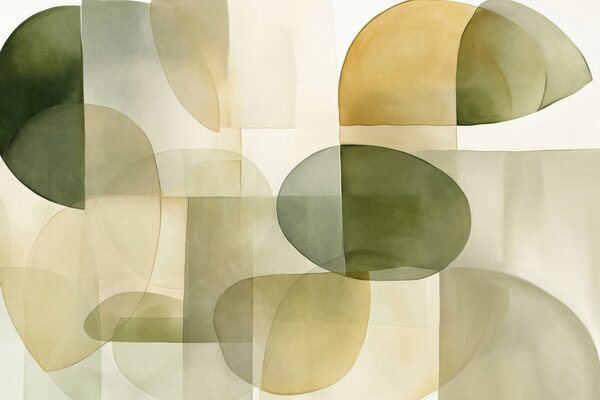 Fototapety Abstraktní texturované tvary v odstínech zelené a žluté, tlumené tóny, minimalistická, Fototapety abstraktní, w09467 : uwalls.cz