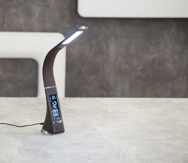 Immax 08948L- LED Stmívatelná stolní lampa s displejem LEATHER LED/7W/230V hnědá