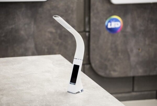 Brilagi - LED Stmívatelná stolní lampa s displejem PELLE LED/7W/230V bílá