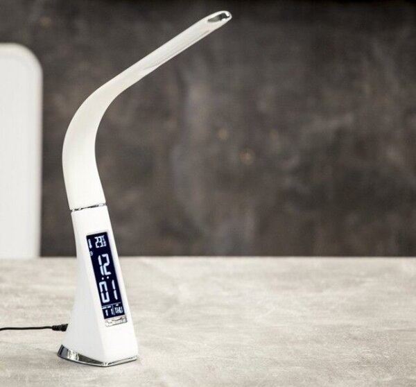 Brilagi - LED Stmívatelná stolní lampa s displejem PELLE LED/7W/230V bílá