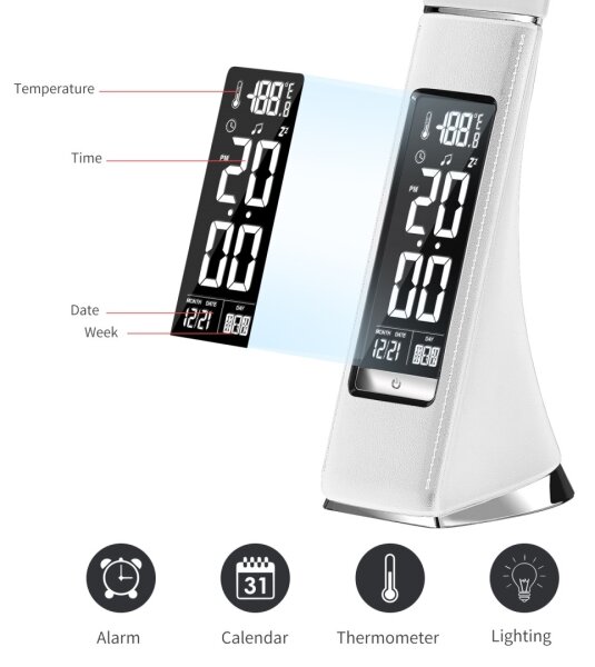 Brilagi - LED Stmívatelná stolní lampa s displejem PELLE LED/7W/230V bílá